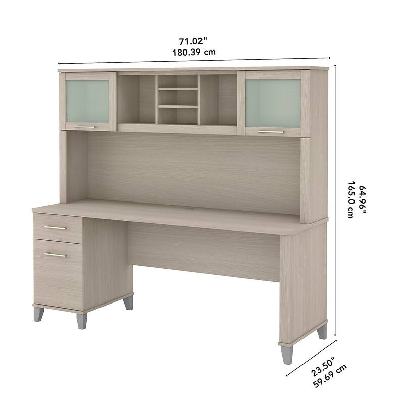 Bush Furniture Somerset 72W Office Desk with Hutch in Ash Gray