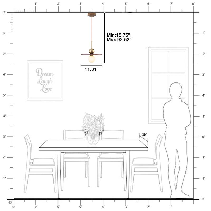 Modern Walnut Flying Saucer Pendant Light for Kitchen Island Lighting - Dia.12-in