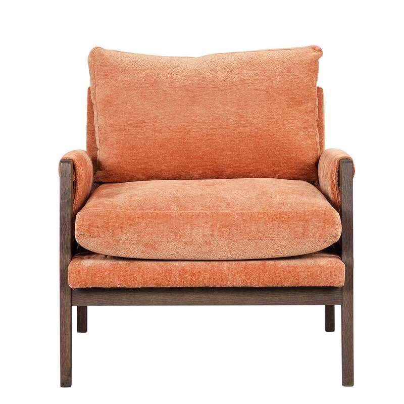 Mid-Century Velvet Living Room Accent Leisure Armchair with Solid Wood