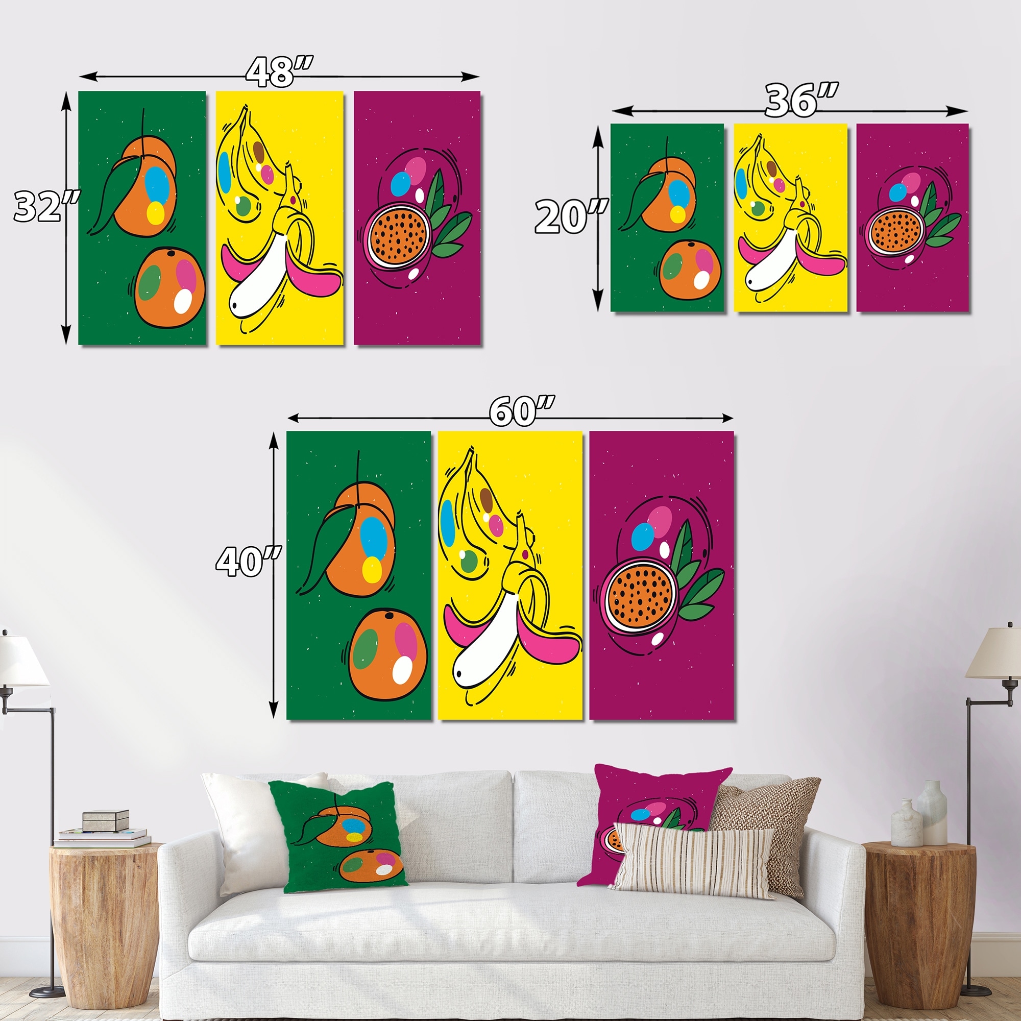 Designart 1990s Pop Art Fruit Designs I Modern Art Print-image