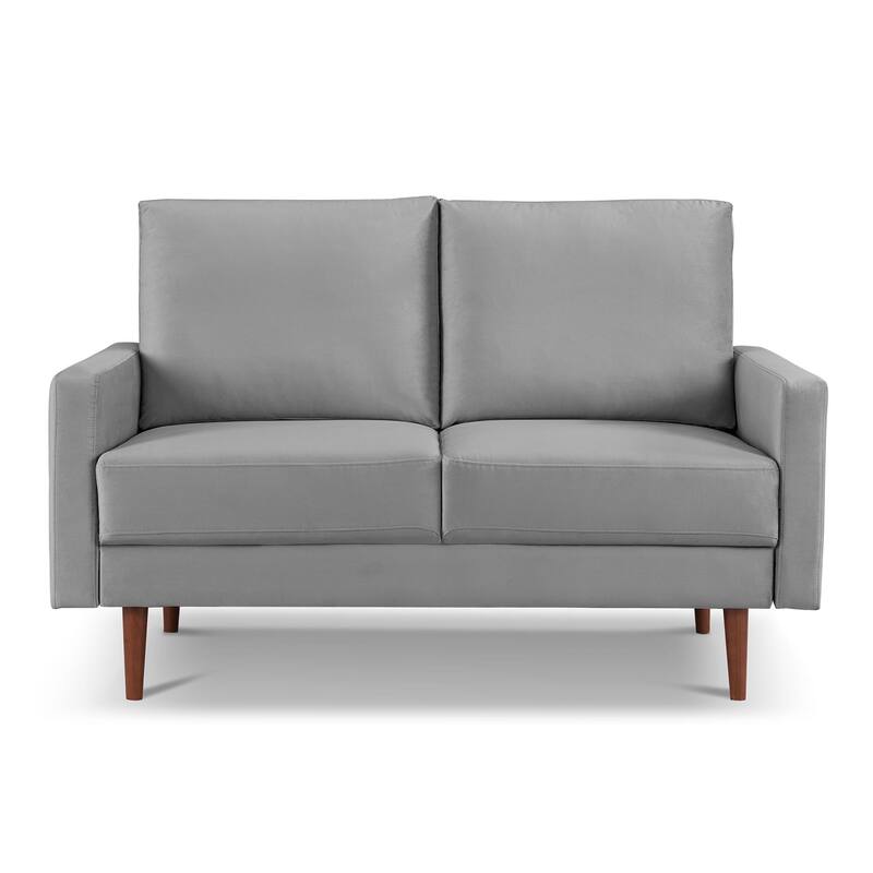 57 Inch Wide Upholstered Loveseat with Square Arms - N/A