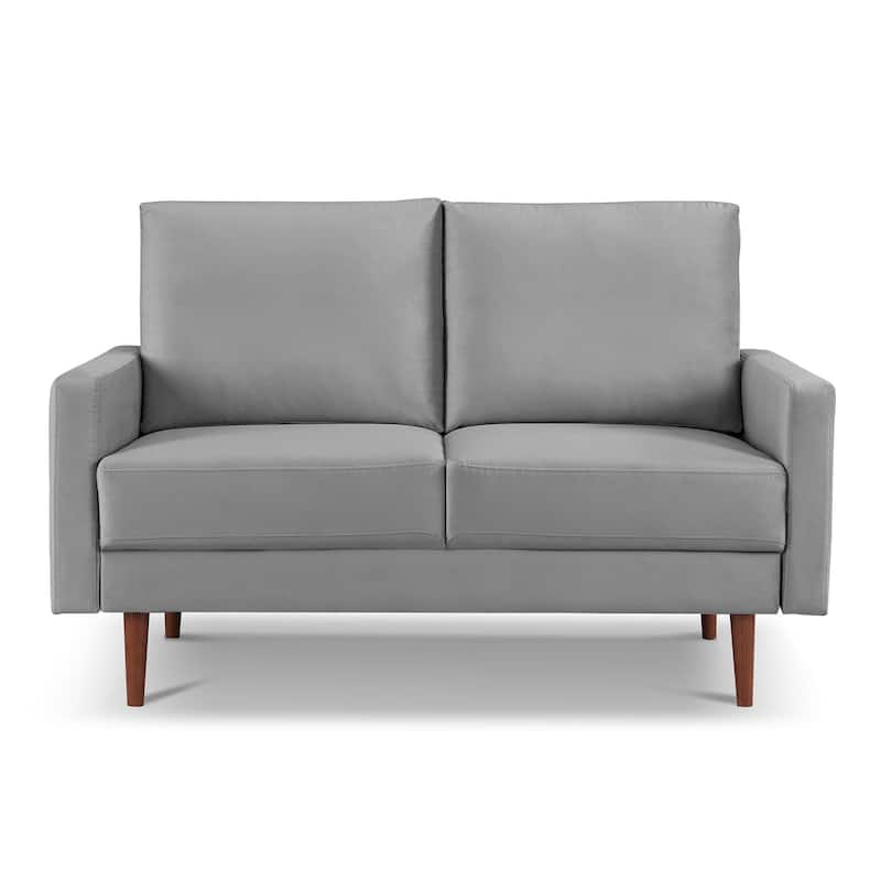 HomeRoots 57" Gray And Dark Brown Velvet Loveseat - 57.00 in. x 37.00 in. x 32.00 in.