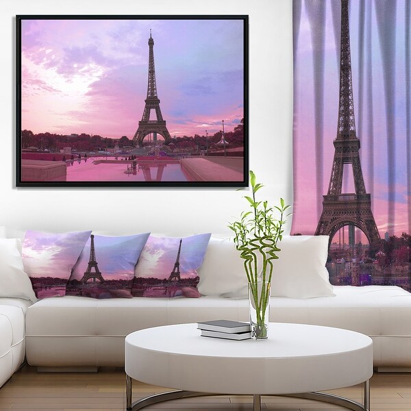 Designart 'Paris Eiffel Towerin Purple Tone' Landscape Photography Framed Canvas Print. Opens flyout.