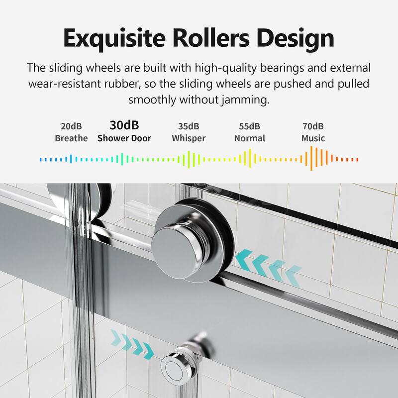 56-60 inches W *76 inches H Frameless Double Sliding - Silver