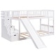 preview thumbnail 28 of 32, Twin Over Twin Bunk Bed With Drawers With Convertible Ladder And Slide