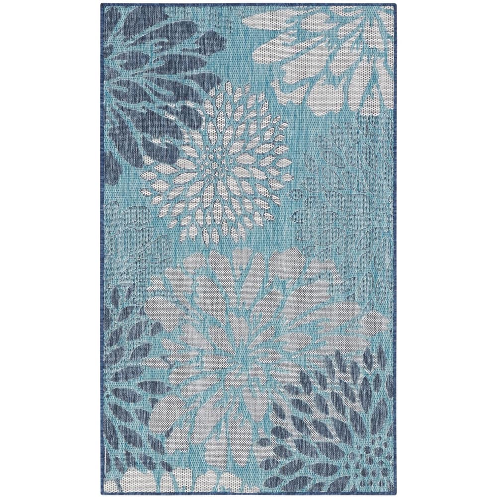Nourison Garden Oasis Indoor/Outdoor Blue Floral Tropical Area Rug