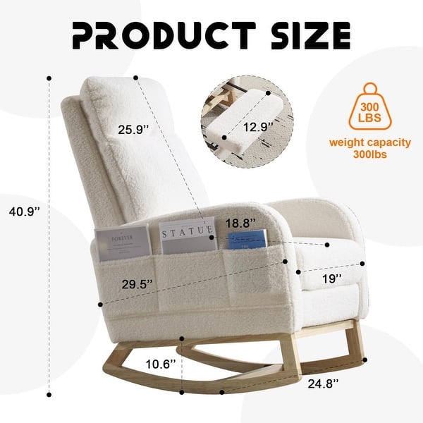 Modern Accent Rocking Chair Rocking Chair with Solid Wood Legs - Bed ...