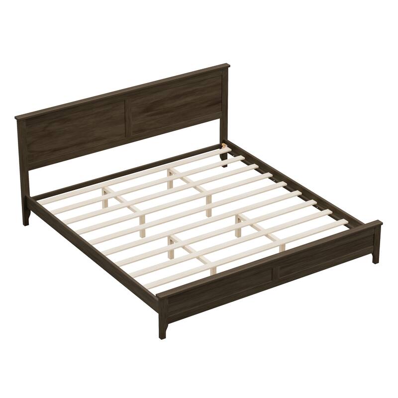 Modern Pine Platform Bed, Solid Wood Support, No Box Spring Needed, Perfect for Bedroom