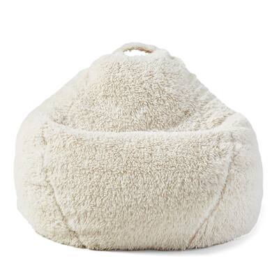 Ultra Lounger Bean Bag Chair, Ivory Sherpa, Soft Faux Fur, 2.5 feet
