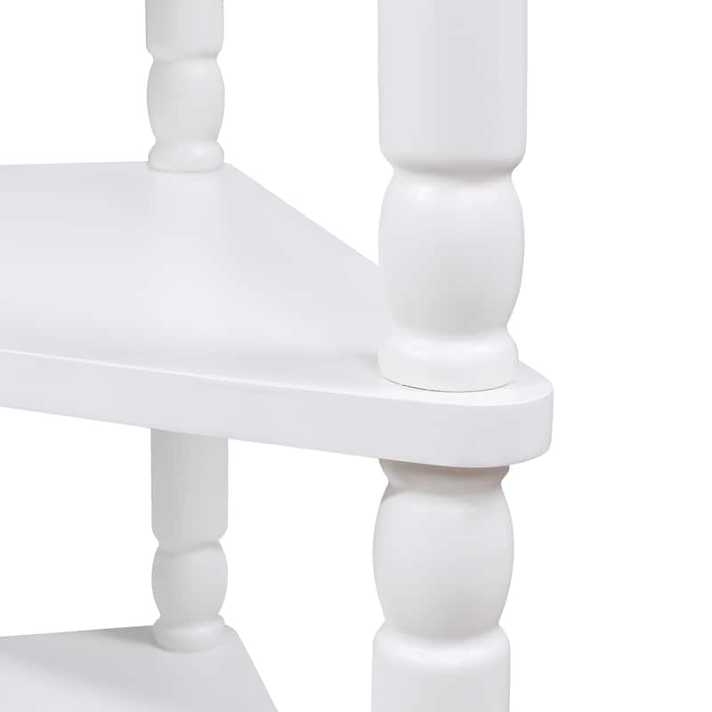 3 Tier Rack Corner Table Small Side Table Sorage End Corner Table with Drawer, Safe Rounded Corner Design and Solid Wood Legs