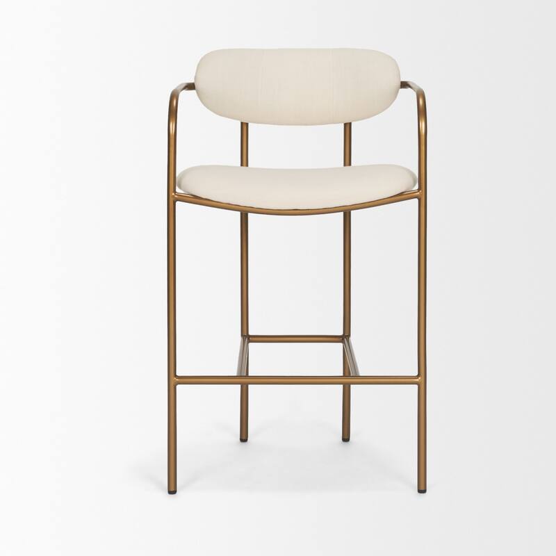 Parker Cream Fabric Seat Gold Metal Counter Stool - 21.3L x 21.5W x 36.5H