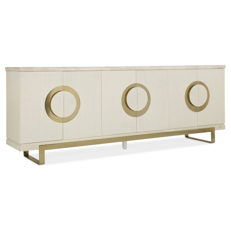 Hooker Furniture Noelle 96" Wide 4 Shelf Rubberwood Credenza with - Cream - Cream