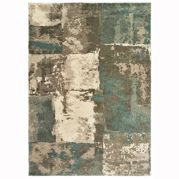 Style Haven Bianca Distressed Abstract Beige/Teal Rug Bed Bath