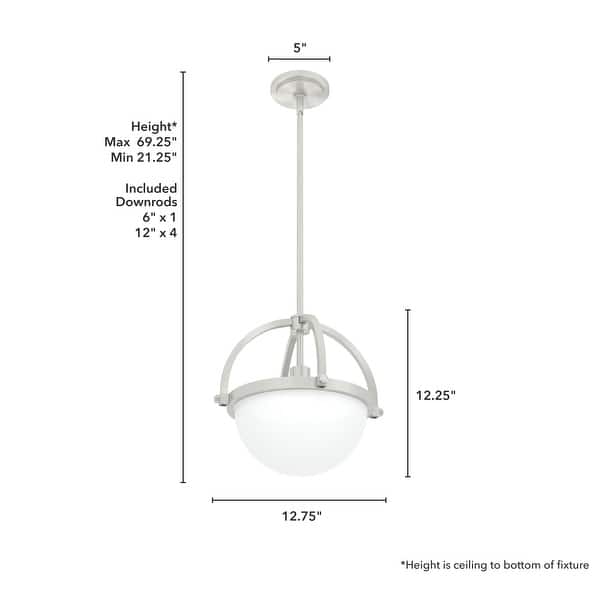 dimension image slide 1 of 2, Hunter Wedgefield 1 Light Pendant - Kitchen Island, Dining Room, Bedroom - Contemporary, Transitional