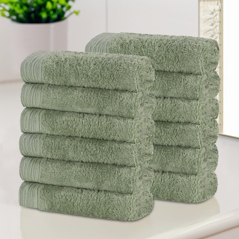 Superior Sierra Rayon From Bamboo Cotton Blend Face Towel Washcloth Set of 12