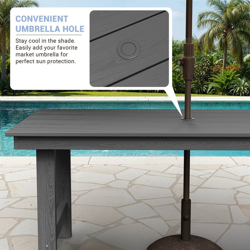 5-Piece HDPE Outdoor Dining Table Sets with Umbrella Hole - 1-Table 4-Chairs