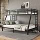 preview thumbnail 1 of 7, Black Twin XL over Queen Size Metal Bunk Bed with Fence & Space-Saving Design Twin XL over Queen - Black
