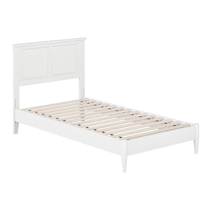 Modern Platform Bed - Solid Wood Low Profile Twin Bed Frame - White Finish