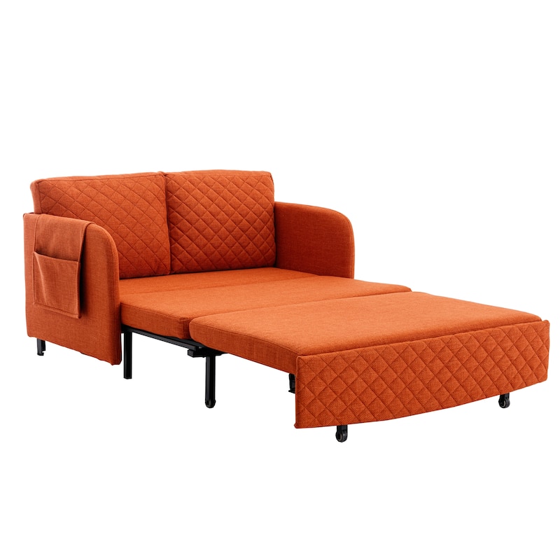 Modern Velvet Loveseat Couch with Pull Out Bed