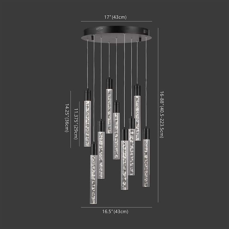 SAFAVIEH Couture Thekla Acrylic 9-Light Chandelier - 17 In. W x 17 In. D x 17/65 In. H - Black