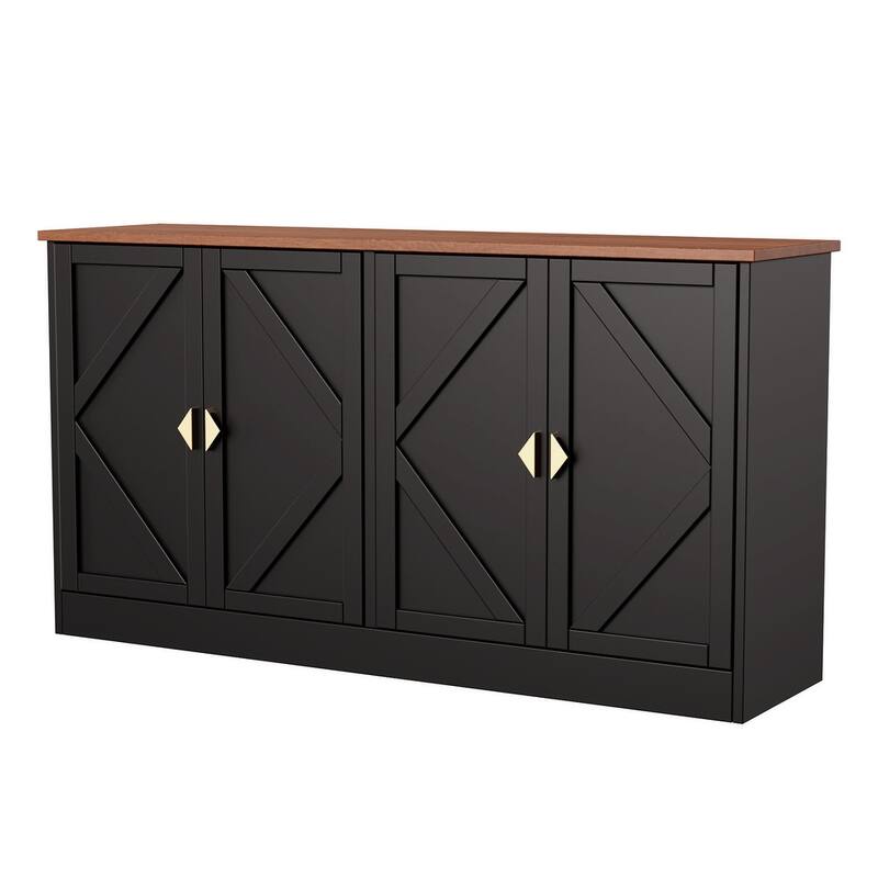 4 Doors Modern Storage Cabinet with Line Design