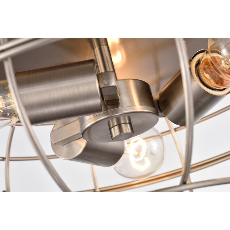 Antoine 3-Light Metal Dome Cage Flush Mount