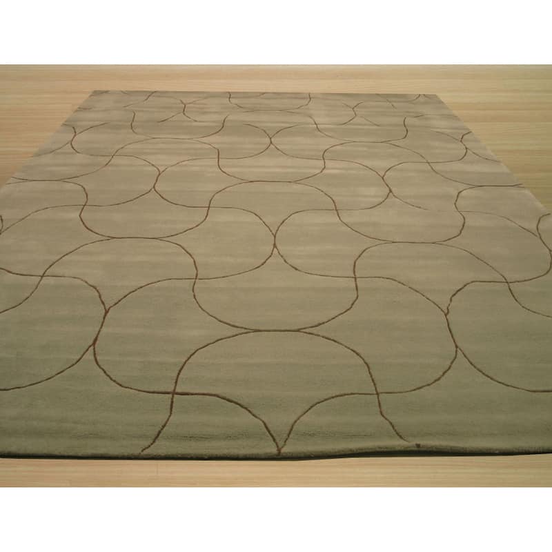 Green Transitional Floral Sol Area Rug - Elegance and Timeless Beauty - 5' x 8'