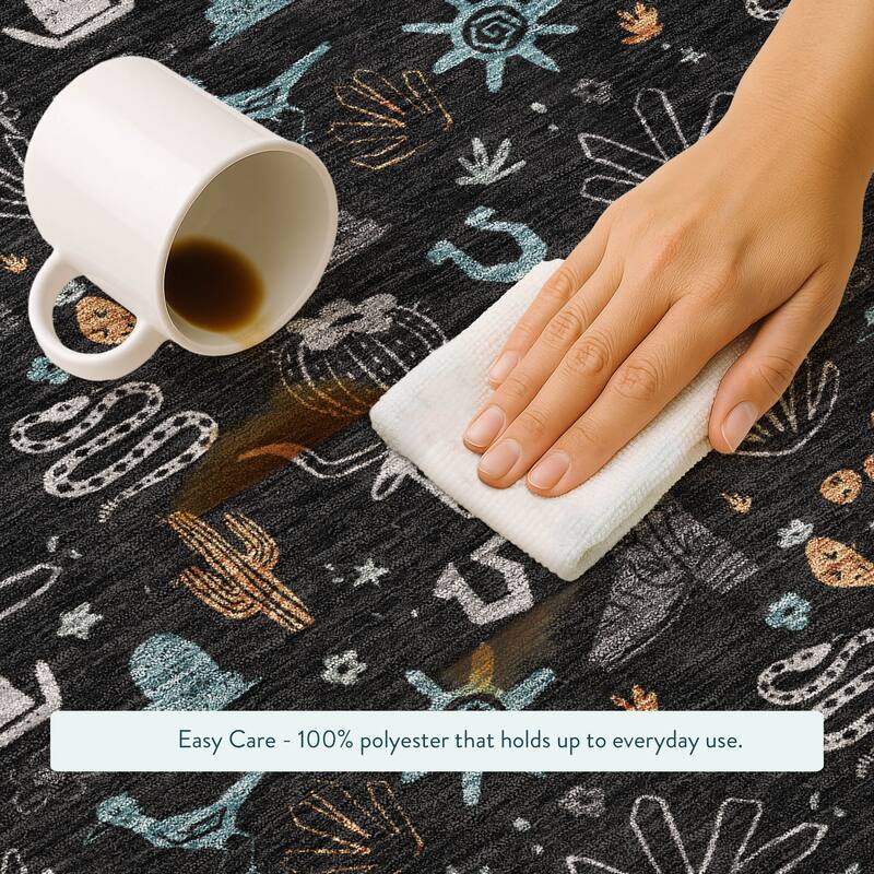 Machine Washable Indoor/ Outdoor Cowboy Ranch Chantille Rug