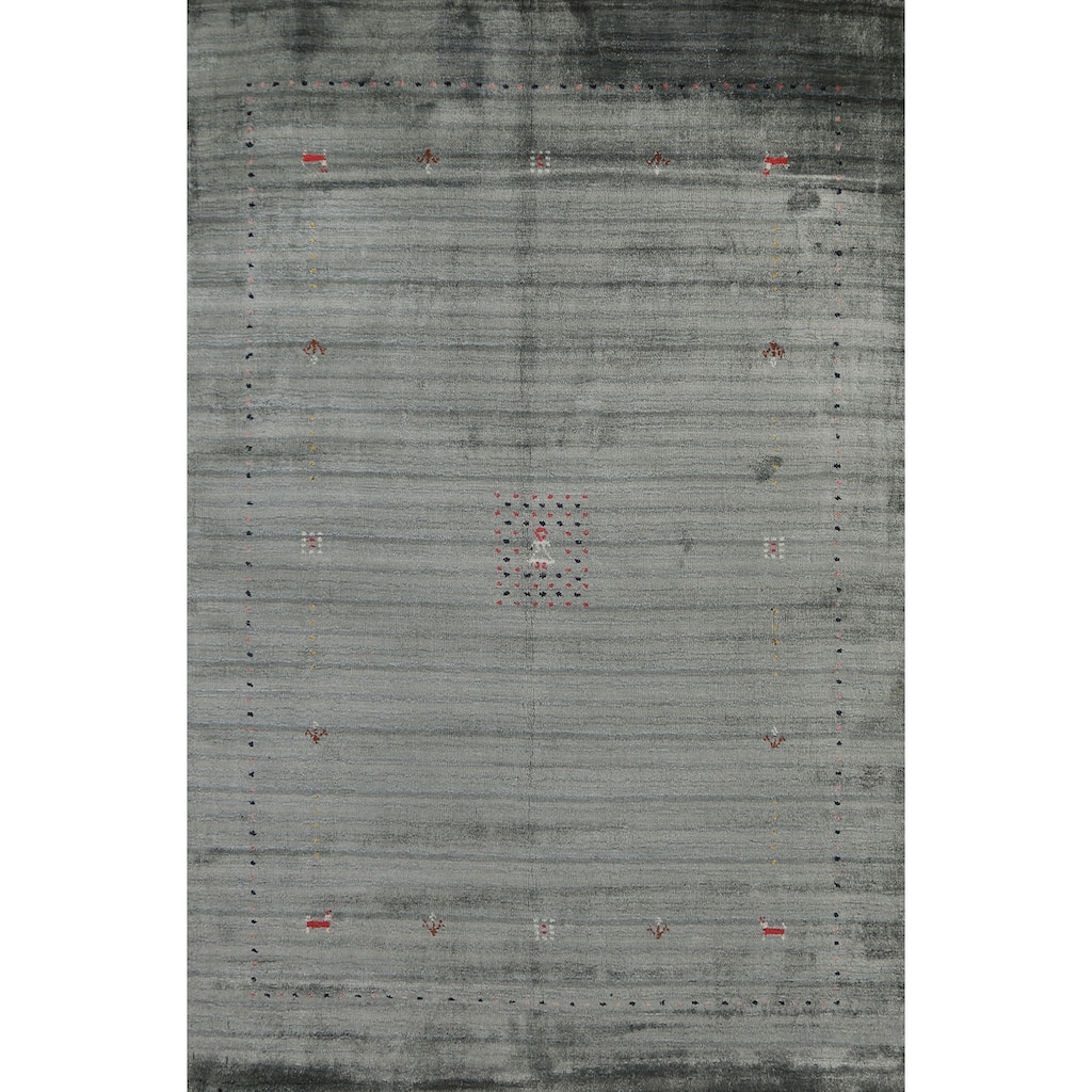 Hand Knotted Oriental 100% Wool Carpet Tribal Animal Pictorial Green Gabbeh Area Rug - 5' 10'' X 4' 1''