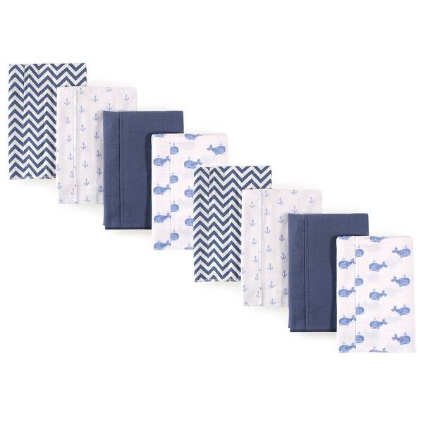slide 1 of 1, Hudson Baby Boys and Girls Cotton Poly Flannel Burp Cloths 8-Pack, Whale, One Size - Whale 8-Pack - One Size