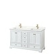 preview thumbnail 11 of 24, Deborah 60-inch Double Vanity, Quartz Top White, Gold Trim, Giotto Quartz Top