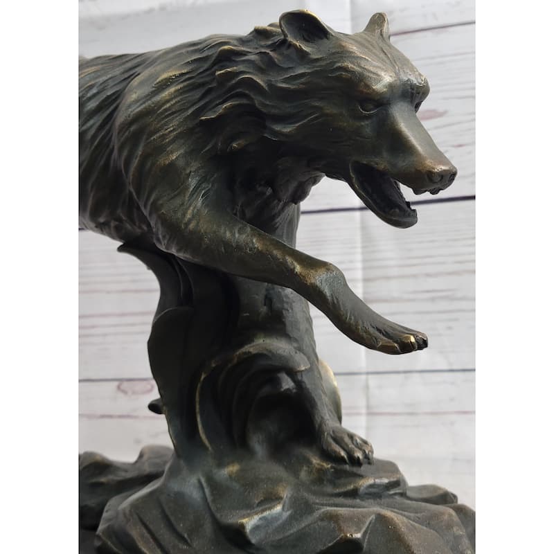 Running Wolf Dog Wildlife Art Decor Bronze Metal Statue Sculpture Original Art