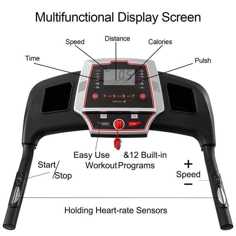 Home Folding Treadmills, 3.5HP Portable Treadmills w/Incline &12 Preset Programs, Electric Treadmill for Running Walking Jogging