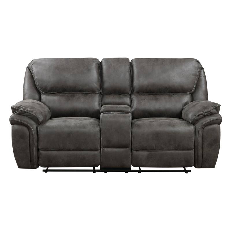 Tony 80 Inch Dual Manual Recliner Loveseat, Console, Cupholders, Gray