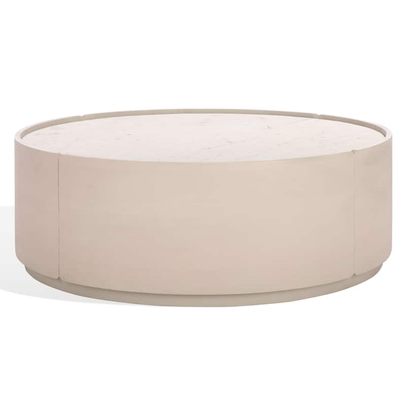 SAFAVIEH Couture Alanabella Marble Roundd Coffee Table - 44"W x 44"D x 15"H - Sand/White