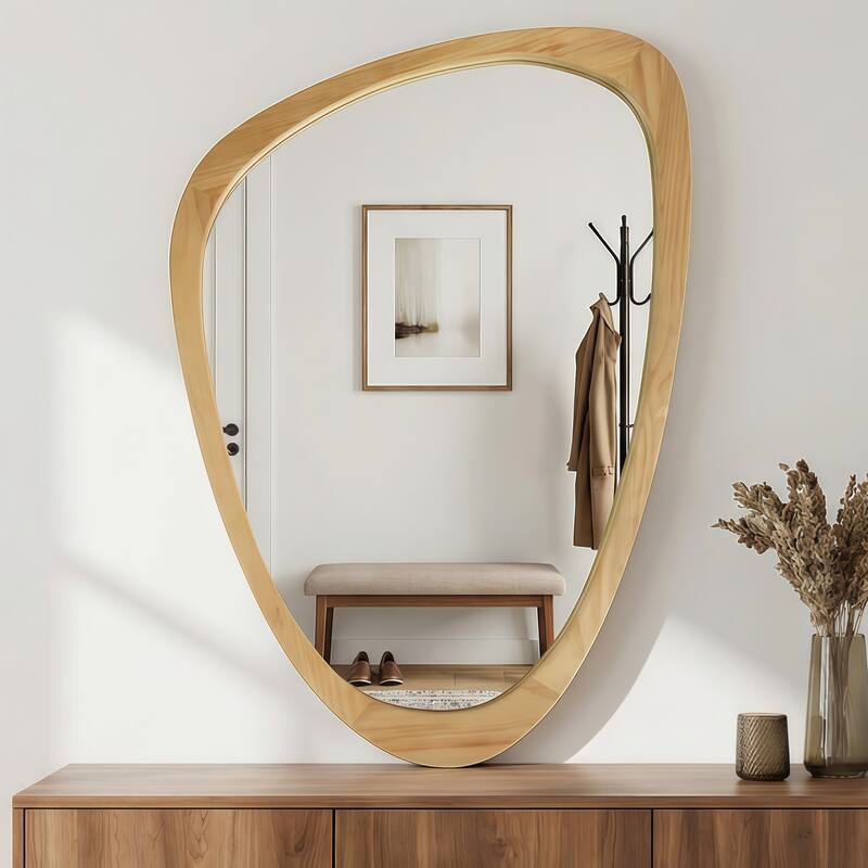 Irregular Solid Wood Frame Decorative Mirror