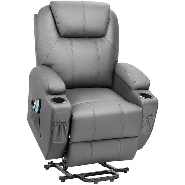 Power Lift Recliner Chair PU Leather for Elderly with Massage and Heating Ergonomic Lounge