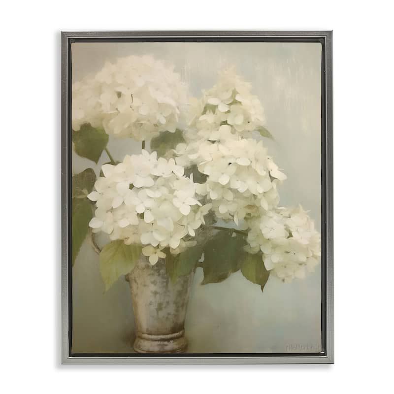Stupell Faded Country Hydrangeas Framed Floater Canvas Wall Art Design By Arlington Prints - 25 x 31 - Grey