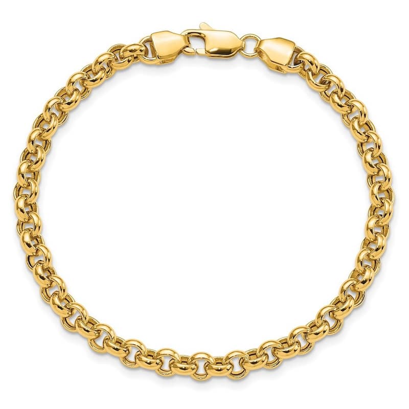 Curata 10k Yellow Gold 5mm Polished Heavy Round Rolo Link Bracelet Options: 7.25" 8.25"