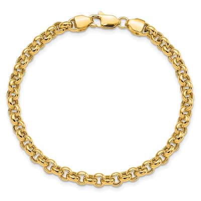 Curata 10k Yellow Gold 5mm Polished Heavy Round Rolo Link Bracelet Options: 7.25" 8.25"