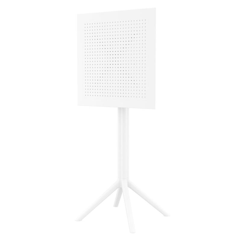 42.5" White Folding Square Outdoor Patio Bar Table