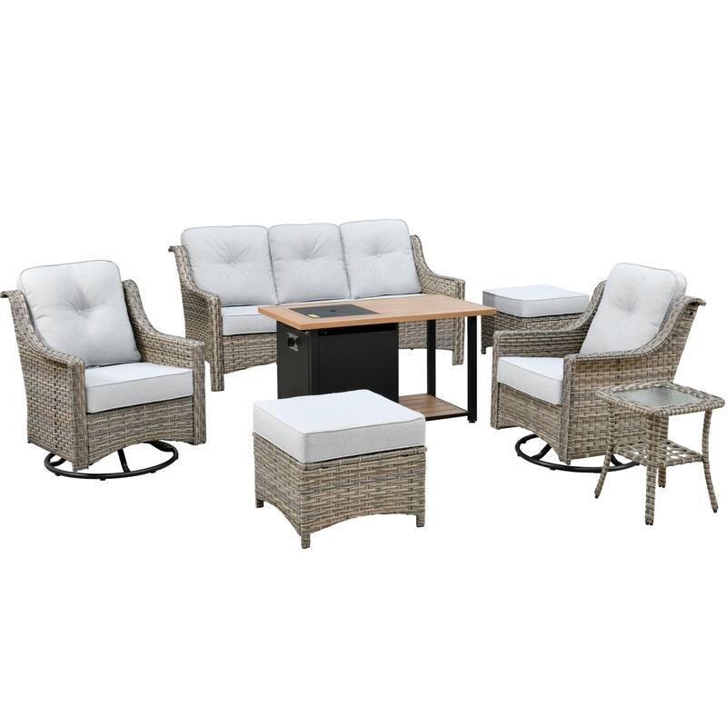 XIZZI 7-piece Outdoor Patio Furniture Conversation Sofa Set with Fire Pit