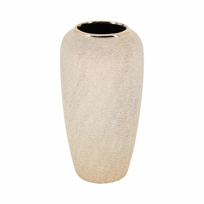 Ceramic Teardrop Textured Surface Vase - Silver