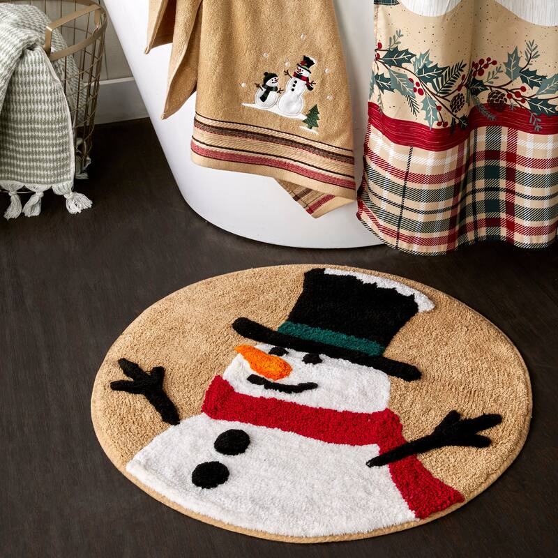 SKL Home Rustic Plaid Snowman Rug