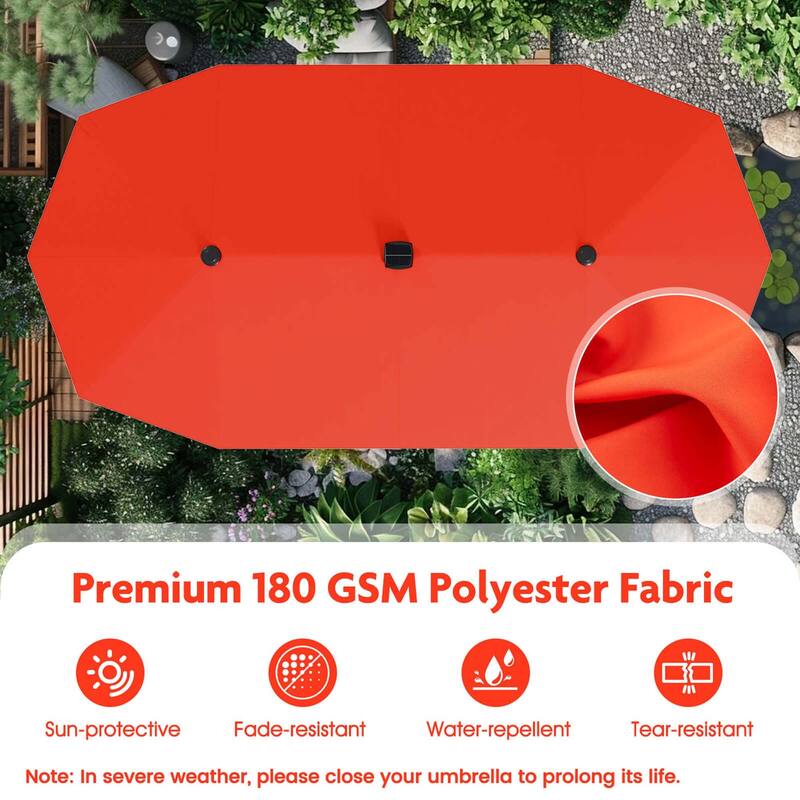 Costway 13 FT Large Patio Umbrella with LED Solar Lights Crank Handle