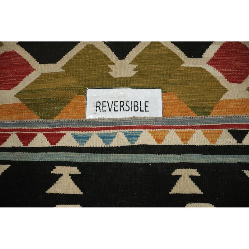 Hand Woven Oriental 100% Wool Carpet Southwestern Tribal Multi-Colored Kilim Area Rug - 11' 8'' X 8' 0''