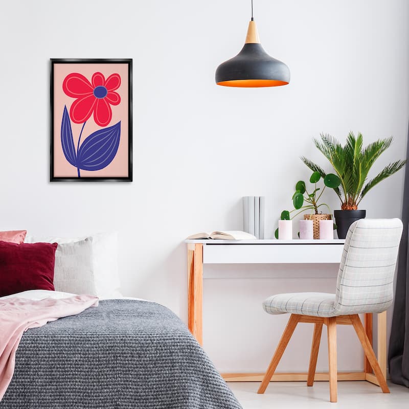 Stupell Playful Bold Red Daisy Framed Floater Canvas Wall Art Design By Martina Pavlova