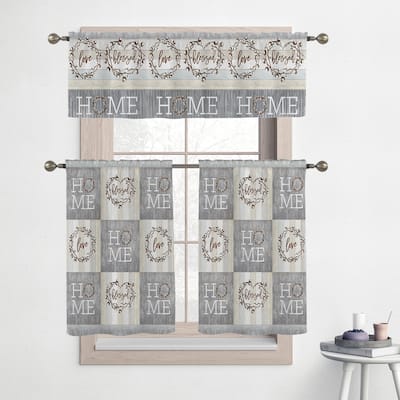 Laural Home Loving Home 36" Kitchen Curtain Valance and Tiers Set