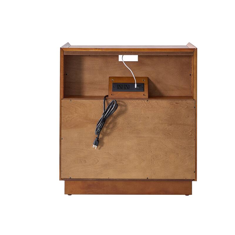 Lorenz Mid-century Modern End Table with Charge Station and LED Light by HULALA HOME