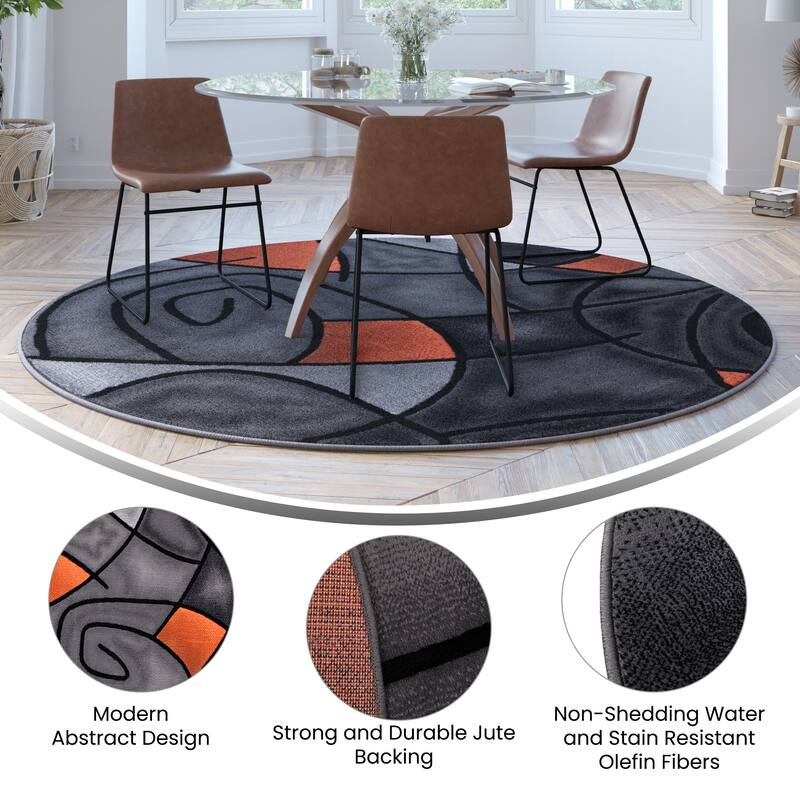 Modern Olefin Accent Area Rug - Abstract Pattern